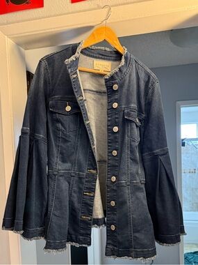 Eloquii Dark Indigo Denim Jacket with Bell Sleeves